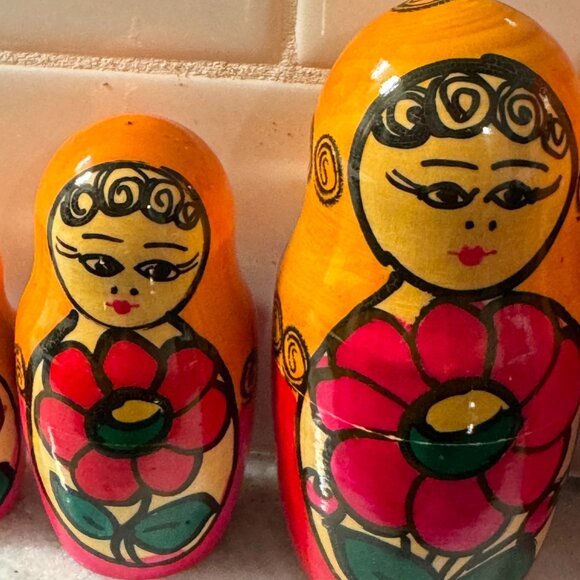 Vintage Russian Nesting Dolls 1990s Set 8 Hand-Painted Matryoshka Stacking rare - Picture 15 of 16
